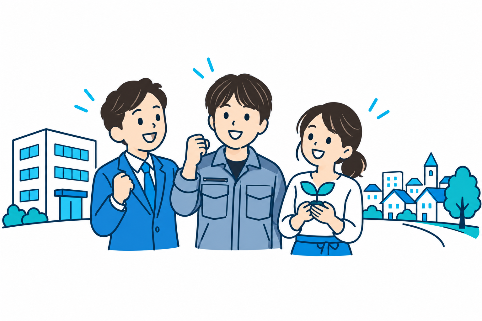 人・企業・地域が笑顔で未来を育てる様子