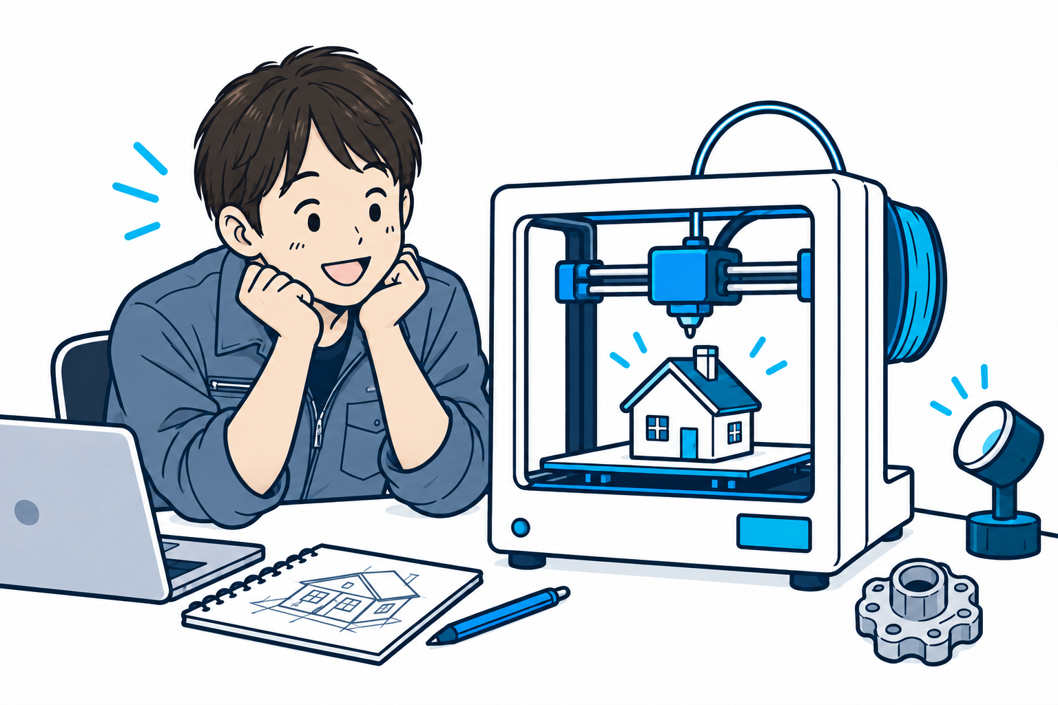 3Dプリンタで住宅模型をつくるRapidomのスタッフ